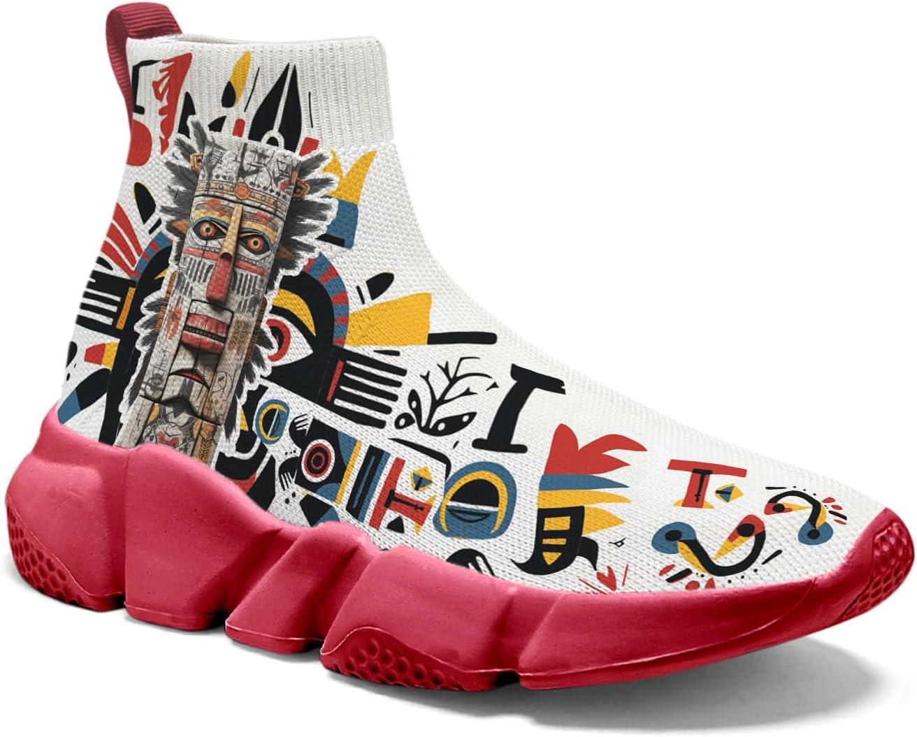 

Мужские вязаные носочные кроссовки Hetios - удобные легкие слипоны для ходьбы, Indian Totem_15