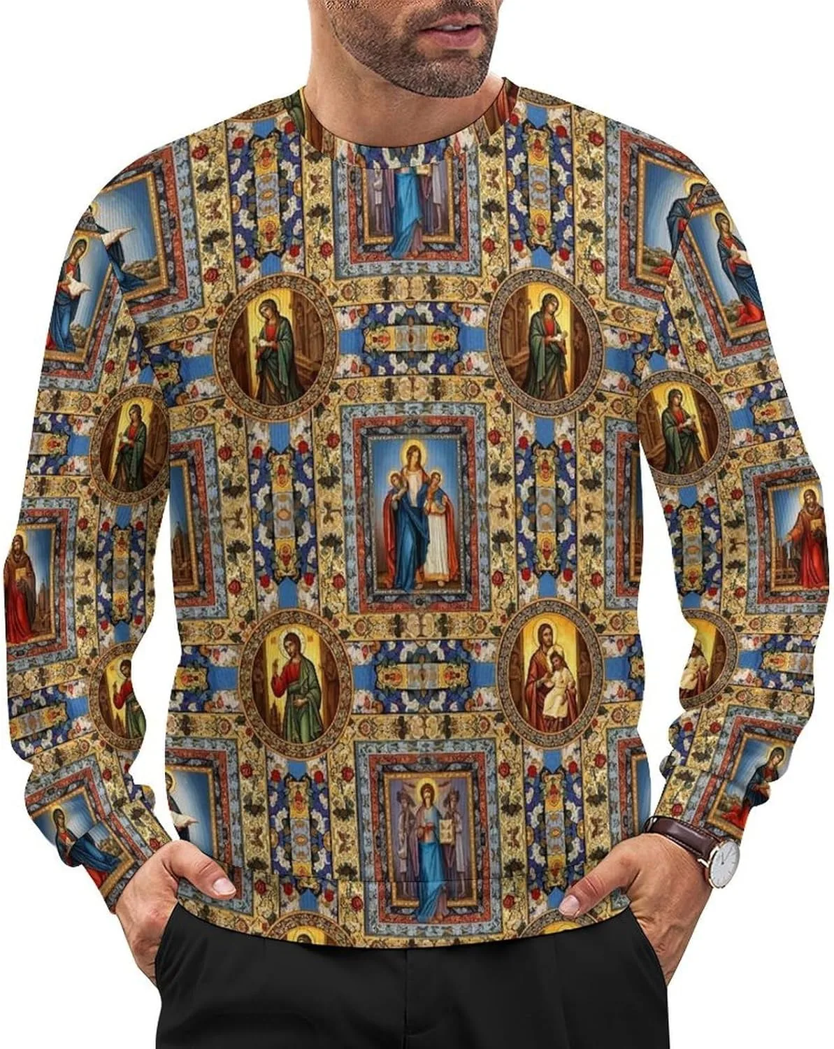 

Мужской свитер с круглым вырезом, мягкий и свободный Meaudiwes