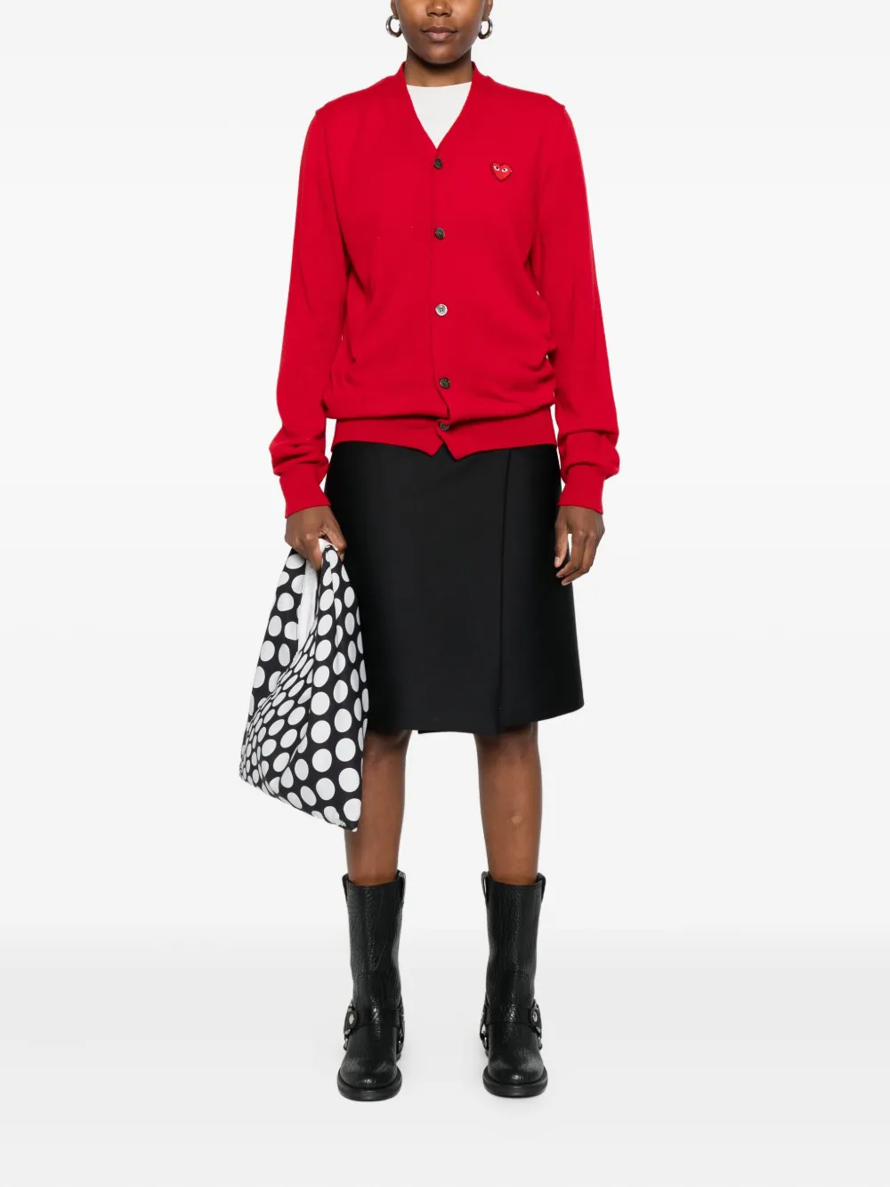 Кардиган с эмблемой и стразами Comme Des Garçons Play, красный — фото 3