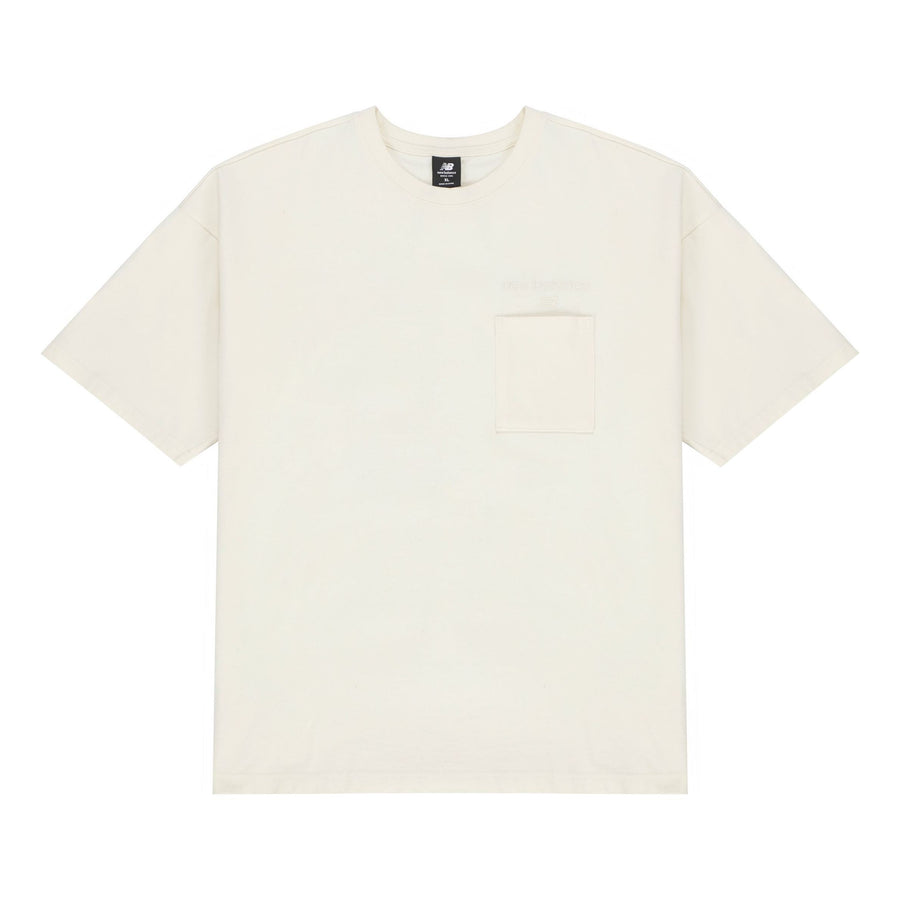 

Футболка New Balance Logo Embroidered Pocket Knit Round Neck Short Sleeve Couple Style White, желто-коричневый
