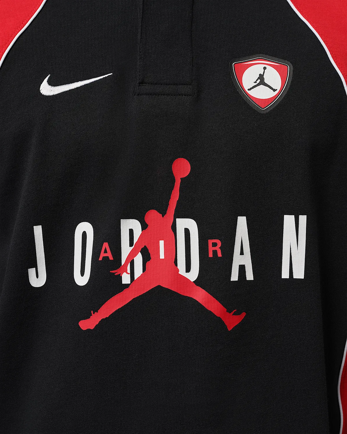 Мужская длинная футболка-поло Jordan Flight, Black/University Red/University Red — фото 4