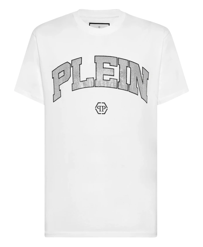 

Футболка с круглым вырезом, камни из нержавеющей стали Philipp Plein, белый