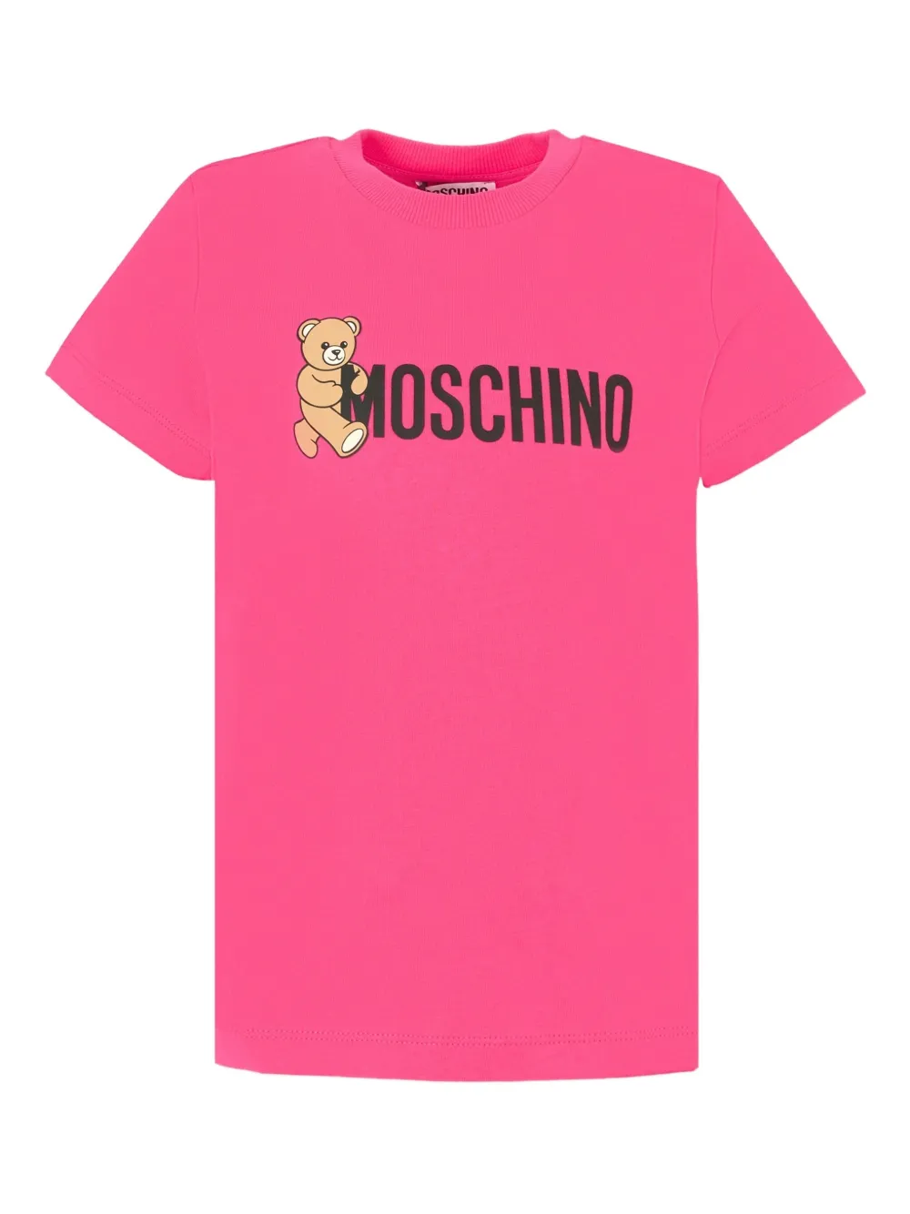 

Футболка из хлопка с принтом плюшевого мишки Moschino Kids, розовый