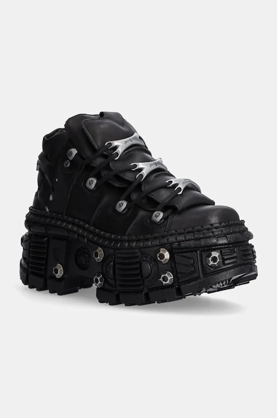 Кожаные кроссовки Crust Negro + кепка Tank Casco Negro New Rock, черный