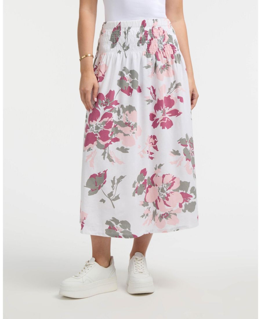 

Женская юбка из льняной смеси с присборенной талией Ellen Tracy, Peach bouquet