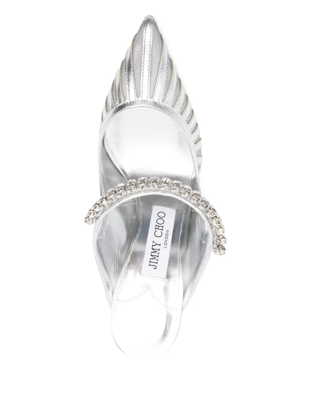 100-миллиметровые туфли Bing с кристаллами JIMMY CHOO, серебряный — фото 4