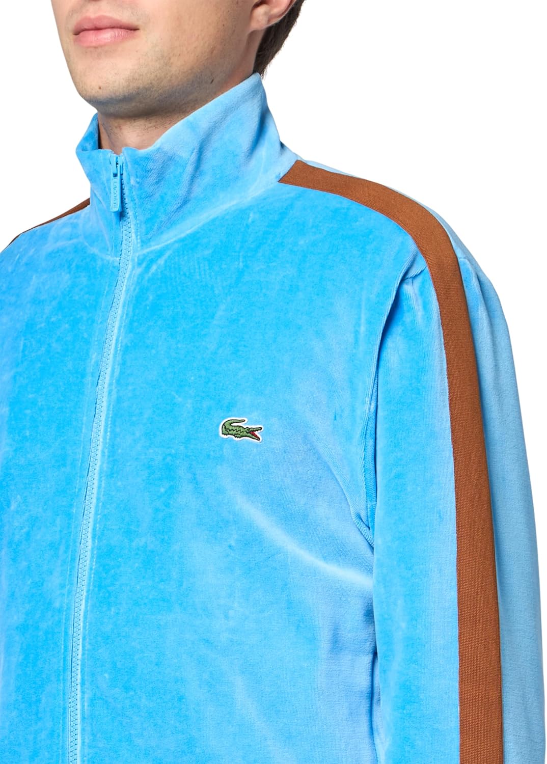 Lacoste мужская унисекс обычный крой вельветовая толстовка на молнии, Argentine Blue — фото 3