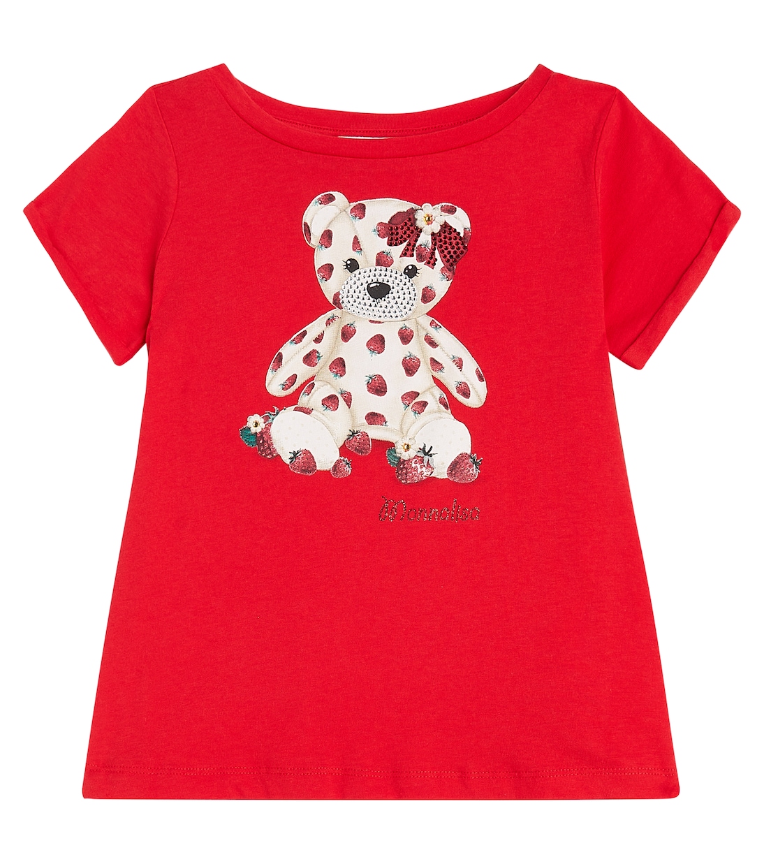 

Футболка из хлопкового джерси с декоративным узором Monnalisa, Rosso