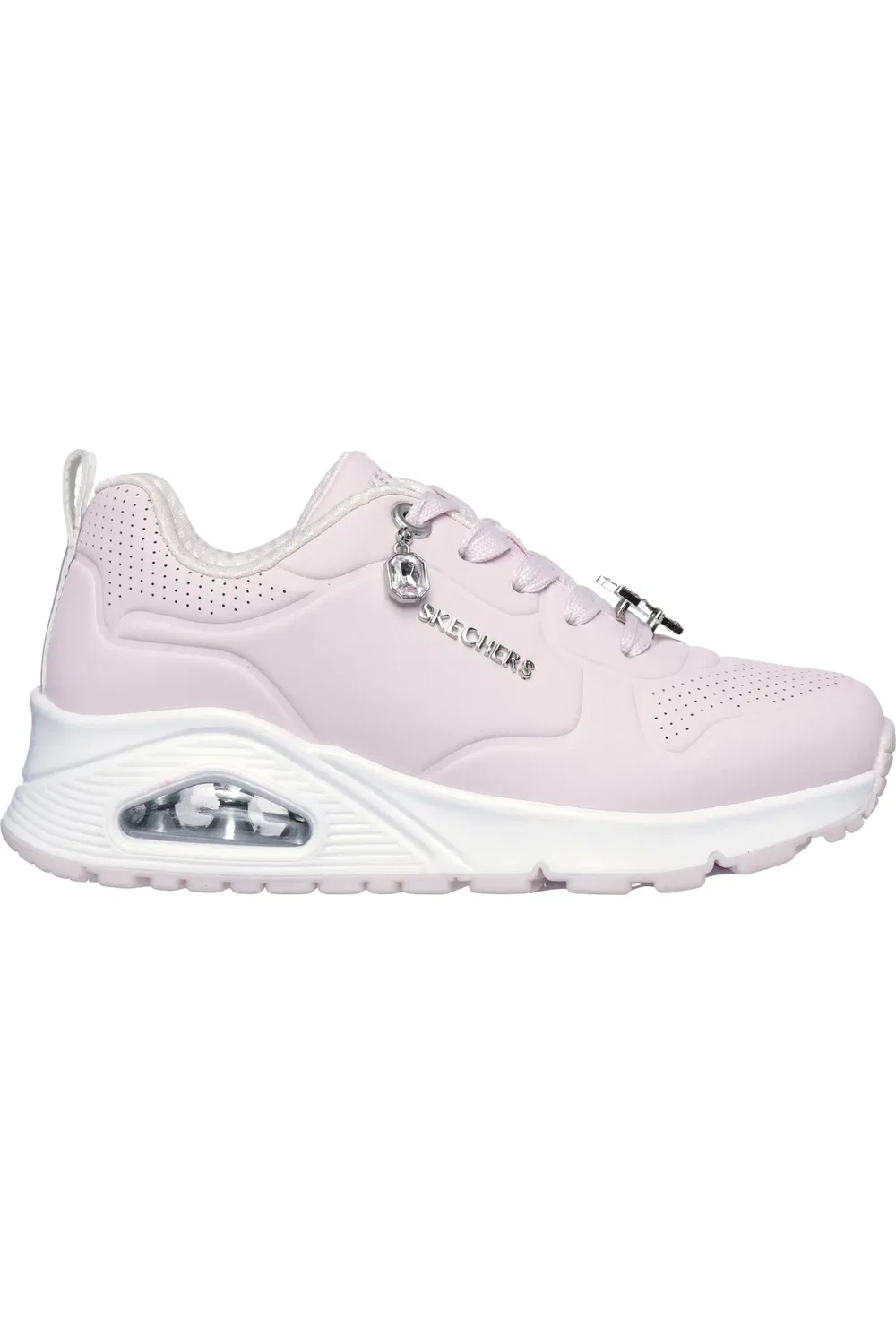Кроссовки детские с кристаллами и звездами Uno Gen1 SKECHERS, розовый/серебристый — фото 2