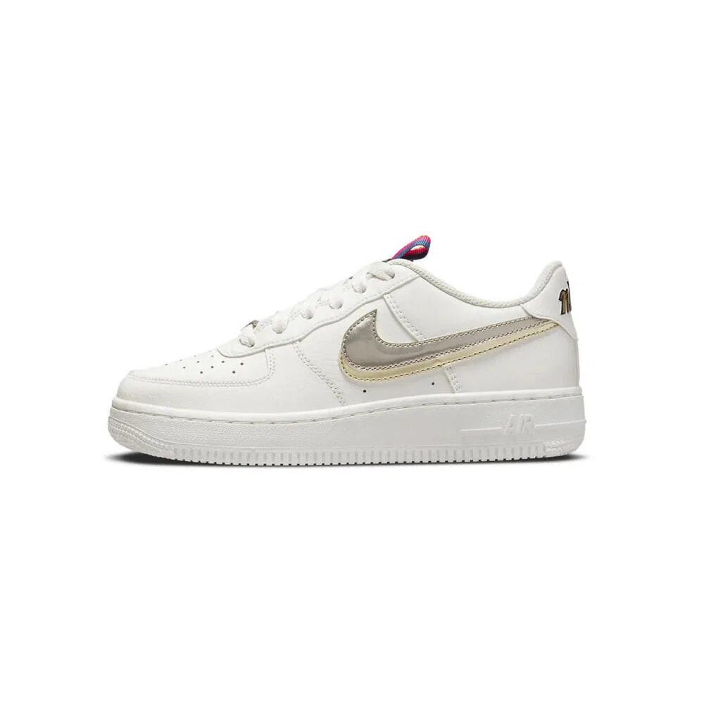 Детские кроссовки с принтом Nike Air Force 1 LV8 Double Swoosh Silver Gold, Цвет Weiss