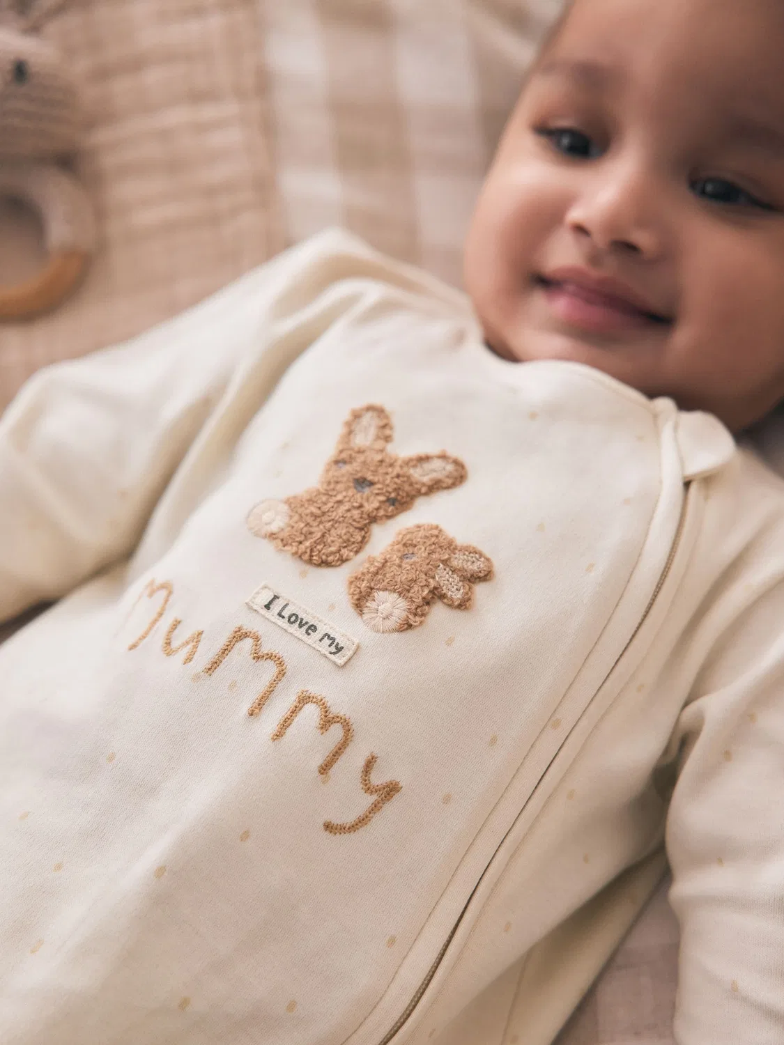 Нейтральный детский пижамный комбинезон I Love My Mummy на двусторонней молнии (0-18 мес.) Next, Neutral I Love My Mummy — фото 4