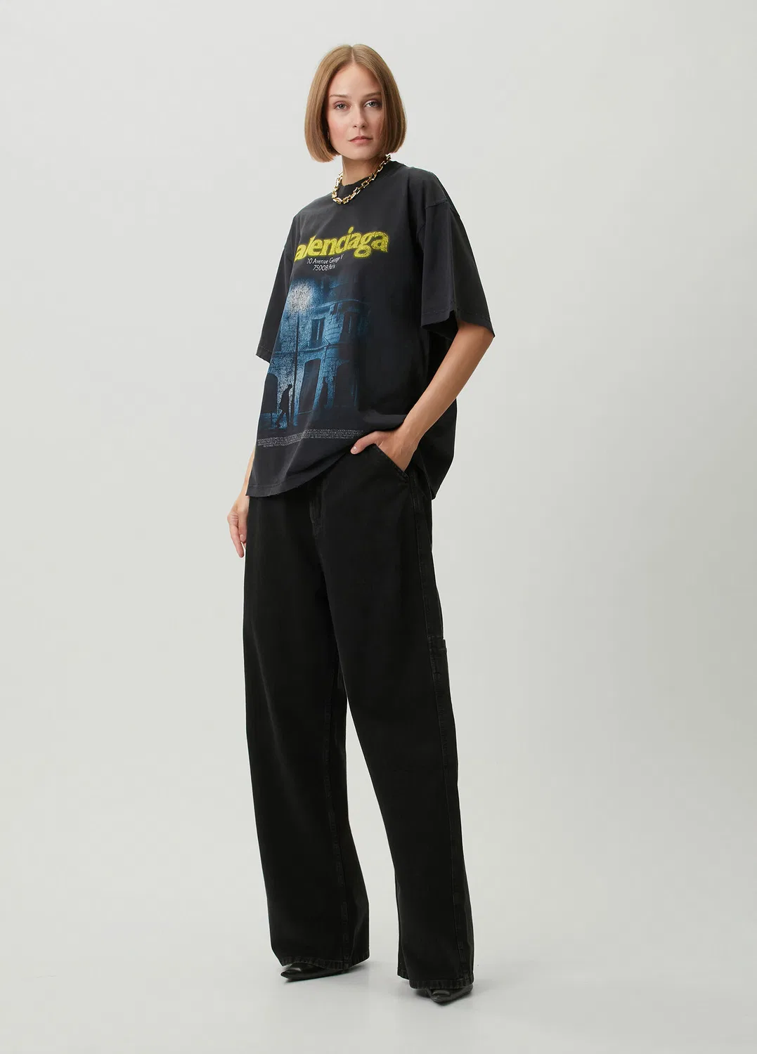 Футболка оверсайз с принтом Balenciaga, black — фото 2