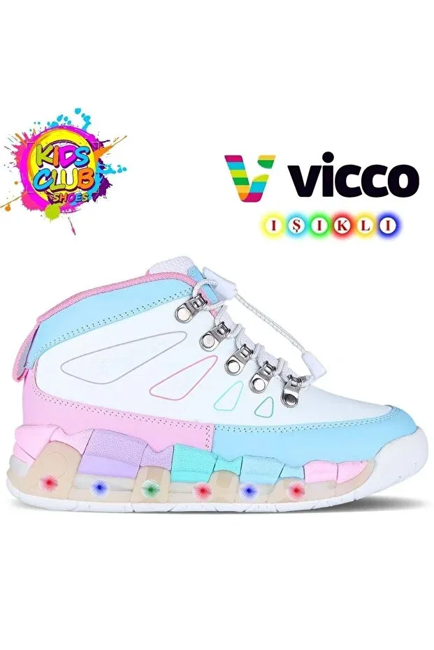 Детские ботинки для девочек с подсветкой Ellen Vicco, White