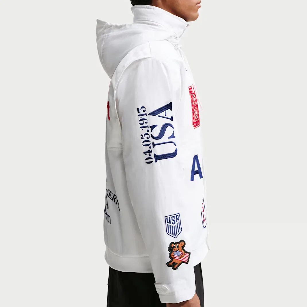 Куртка мужская капюшон Nike, White/Dark Royal Blue — фото 4