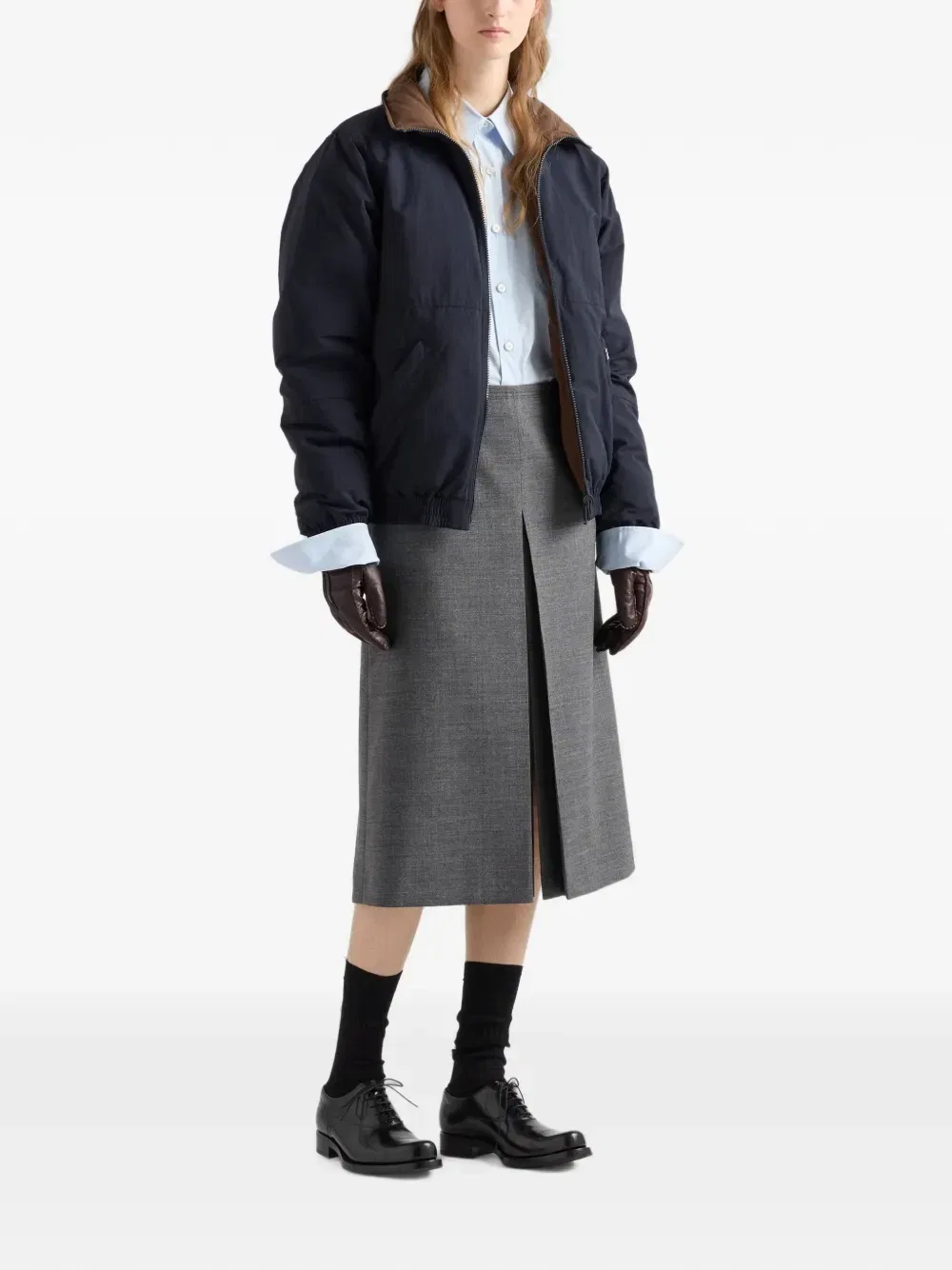 Двусторонняя пуховая куртка из переработанного нейлона Prada, синий — фото 2
