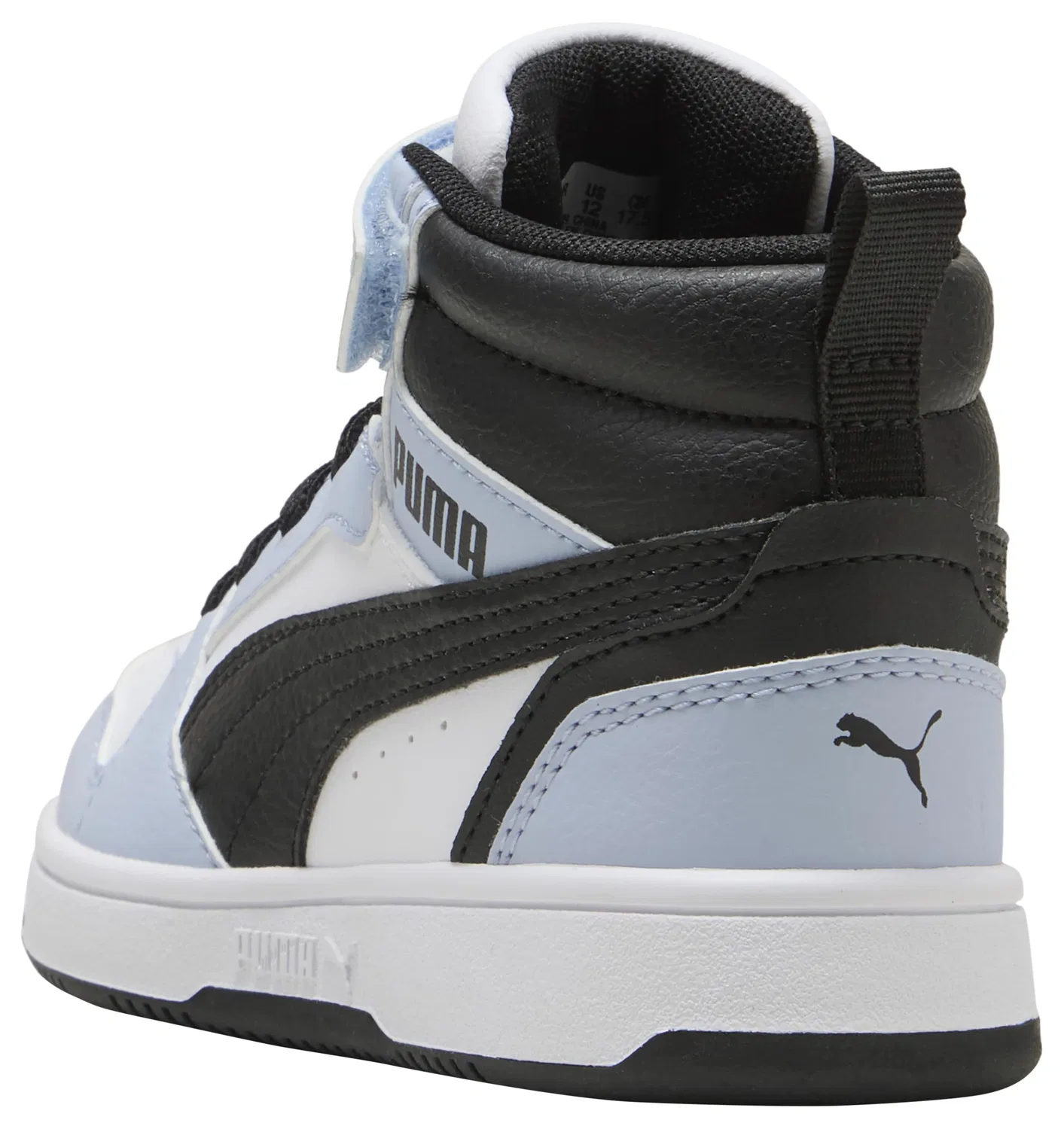 Детские кроссовки для мальчиков баскетбольные PUMA Rebound V6 Mid Ac+ Ps PUMA, Snow White Blue Mountain PUMA Black — фото 3