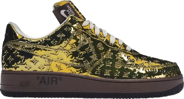 Лимитированные кроссовки Nike Louis Vuitton x Air Force 1 Low 'Metallic Gold', золотой — фото 2