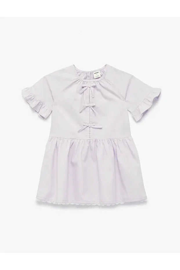 Детское платье для девочек с коротким рукавом-колокол Koton, Lilac