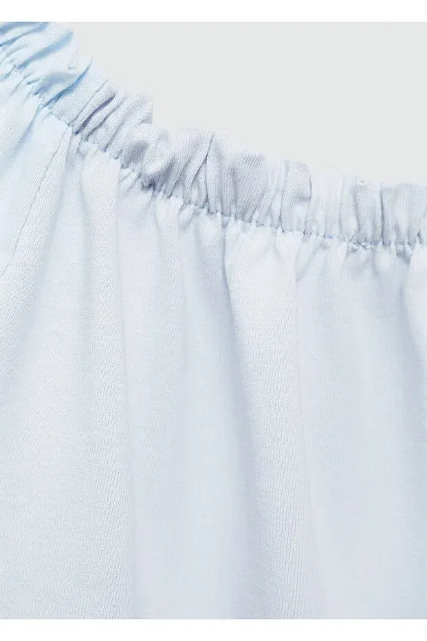 Детская футболка для девочек хлопковая Embroidered detailed t-shirt Mango Kids, Sky Blue — фото 4