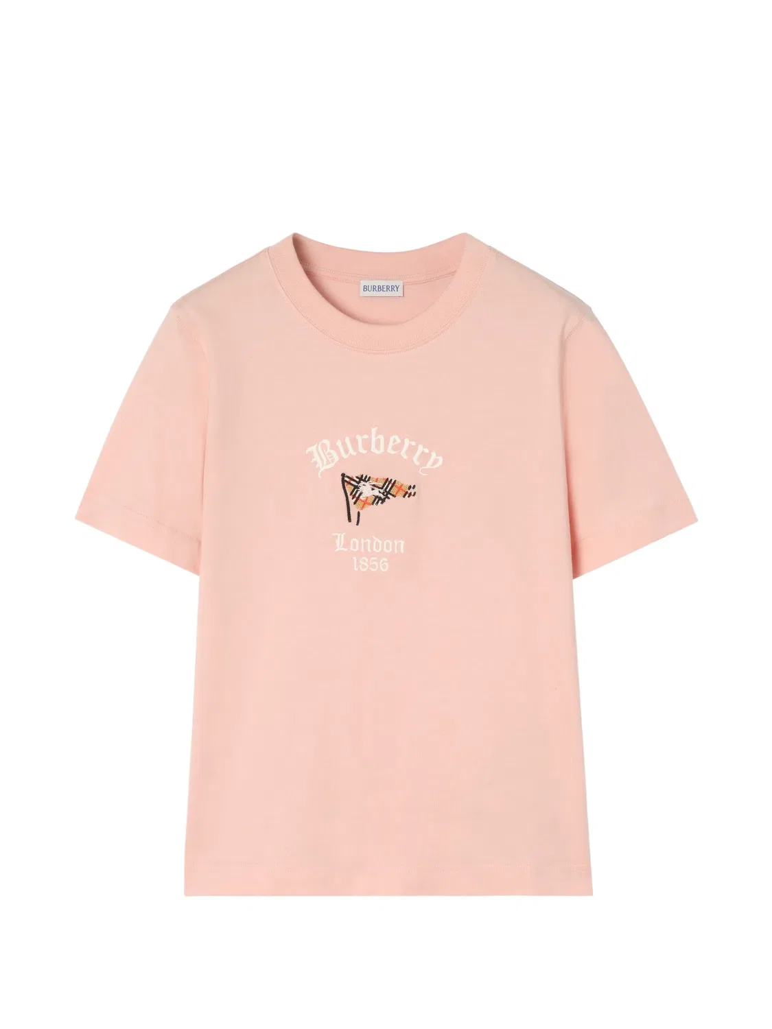 Футболка из хлопка с вышивкой, розовая Burberry, розовый