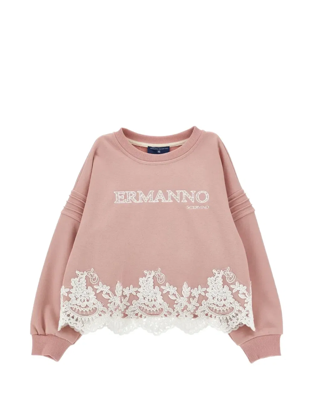 Худи с вышитым логотипом и кружевом Ermanno Scervino Junior, розовый