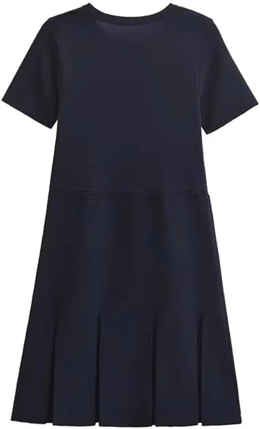 Женское мини-платье с пуговицами и плиссированной отделкой, Navyblue — фото 3