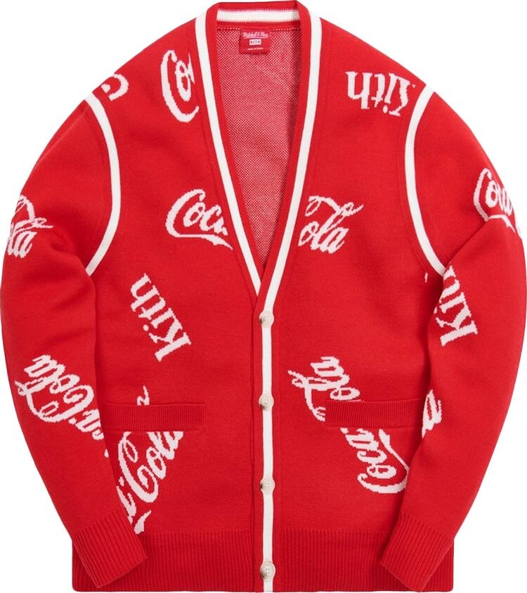 

Кардиган Kith x Coca-Cola x Mitchell & Ness Coke Logo Cardigan 'Red', красный