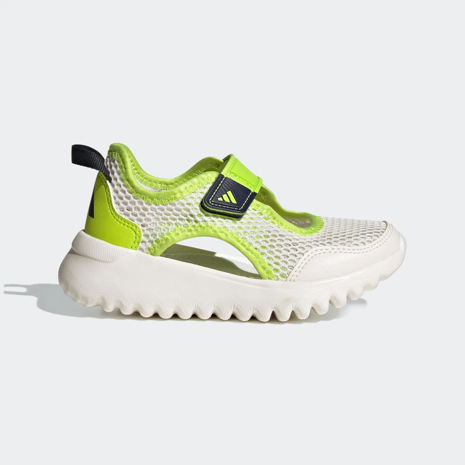 Детские кроссовки-слипоны с регулировкой липучкой Adidas Sportswear, Core White / Solar Slime / Legend Ink — фото 3
