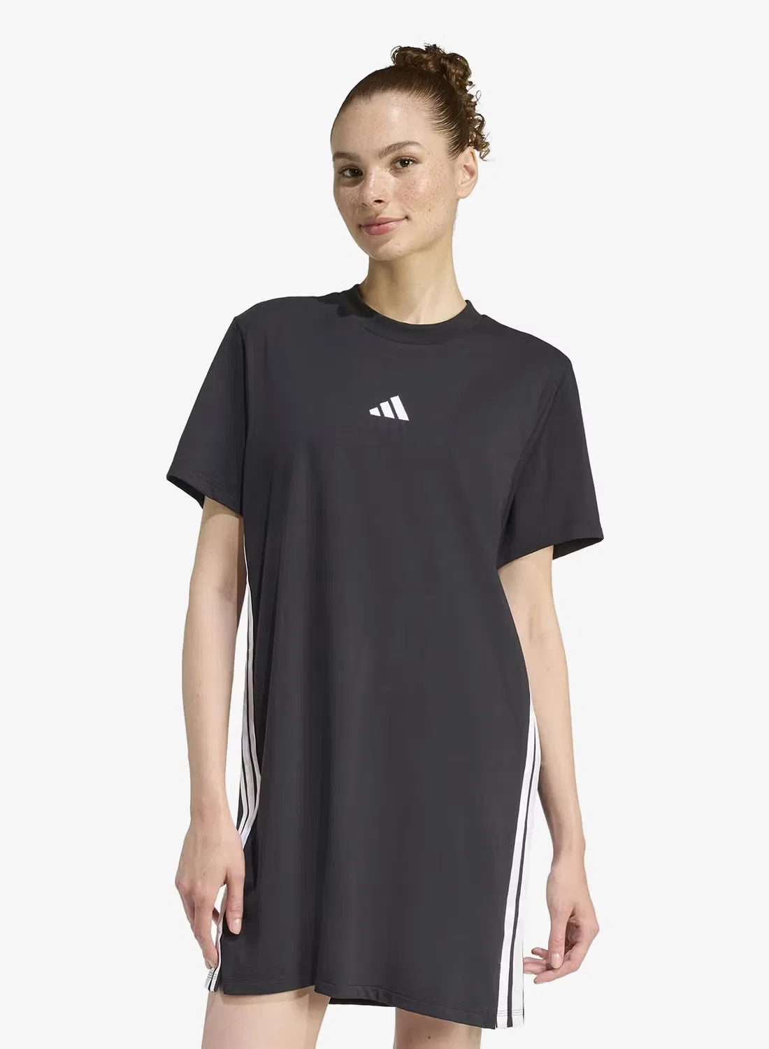 Платье-футболка свободного кроя 3-Stripes essential Adidas, черный