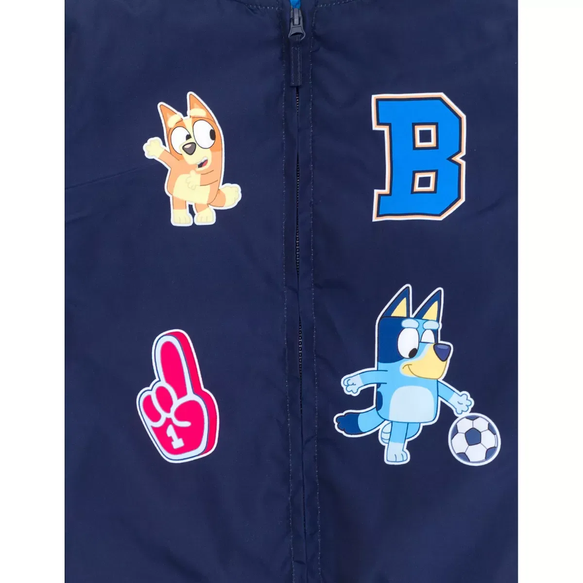 Детское пальто для мальчиков с принтом Bluey Varsity Zip Up Raglan Bomber Jacket Bluey, Navy Blue — фото 3