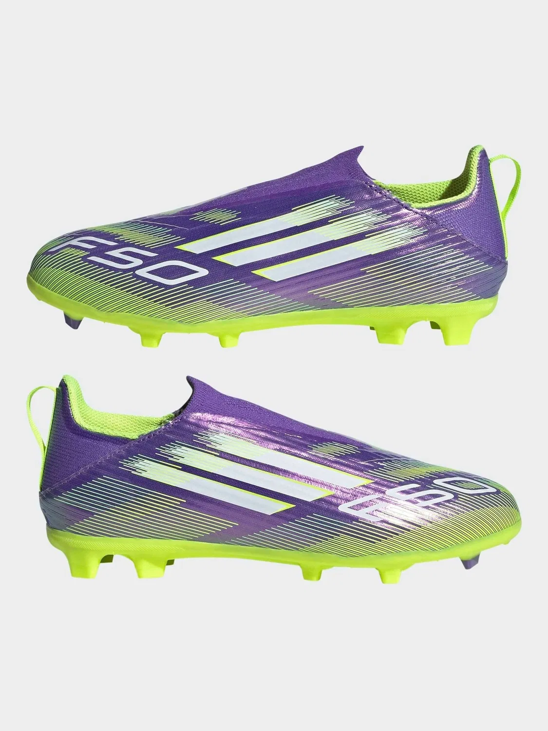 Футбольные бутсы F50 League без шнуровки adidas, фиолетовый/лаймовый — фото 3