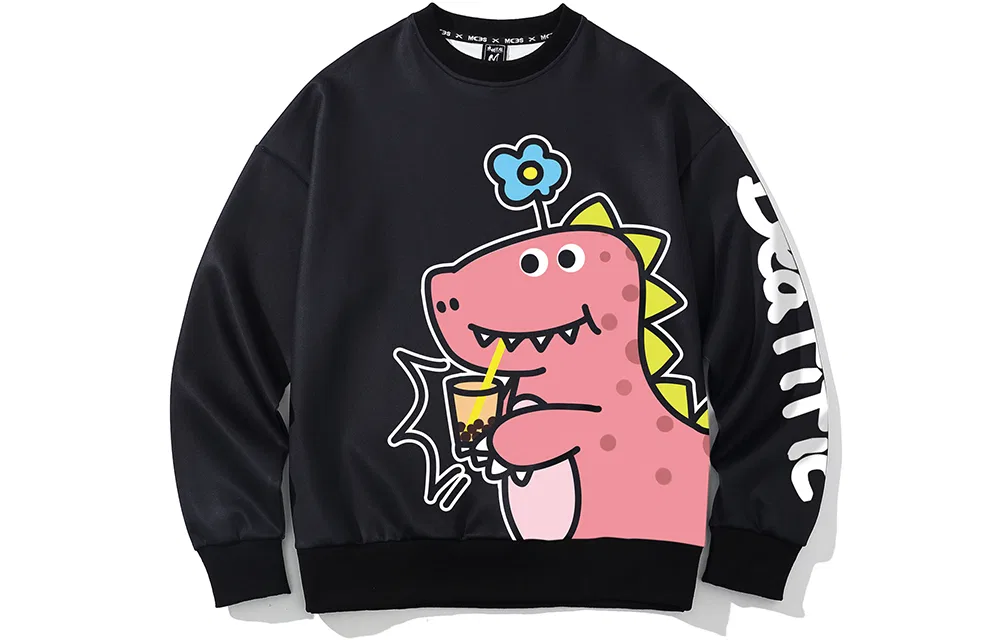 Детский свитшот с круглым вырезом, с принтом динозавра, Unisex Crew Neck Moderate Regular, SANSYAS