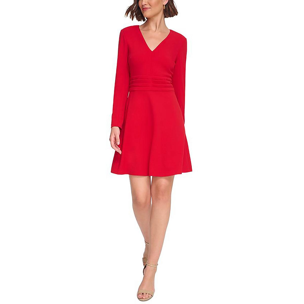 

Женское мини-платье с V-образным вырезом выше колена Tommy Hilfiger, цвет deep scarlet