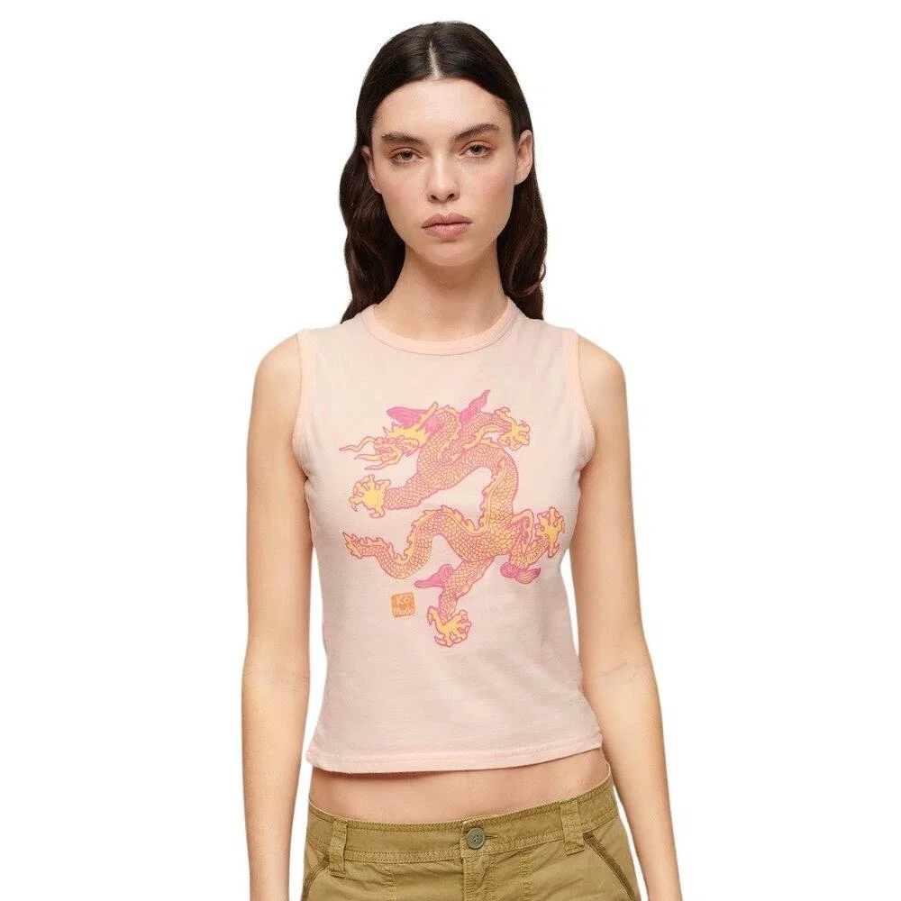 Женский топ без рукавов с принтом Superdry Komodo Vintage, Rosa — фото 2