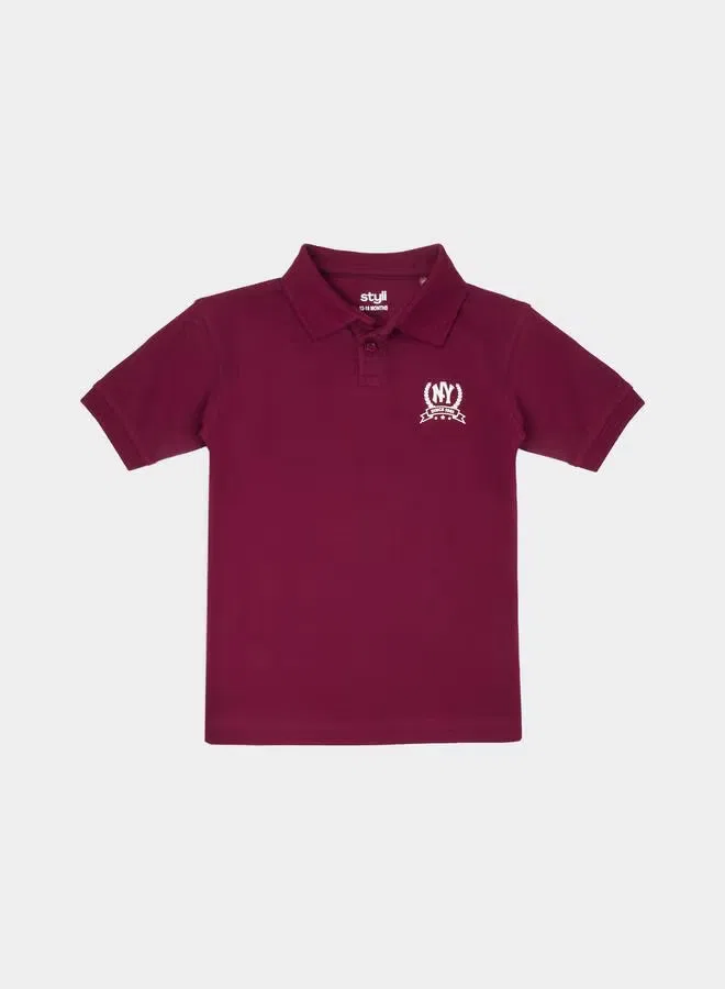 Styli Футболка-поло с принтом NY для мальчика, burgundy