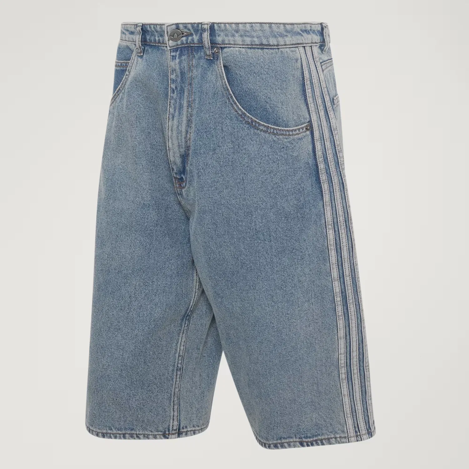 Мужские джинсовые шорты средней посадки Firebird Adicolor Denim Jorts Mid-rise Straight Leg Adidas Originals, потертый синий деним — фото 4
