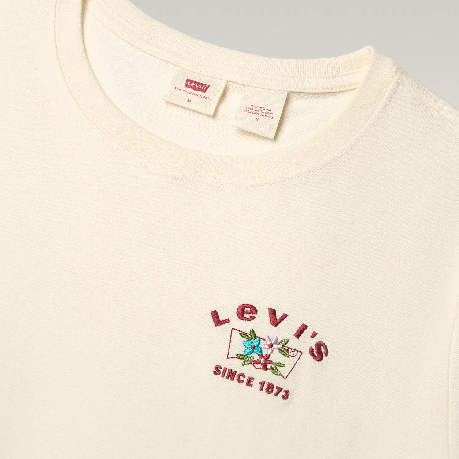 Женская футболка с круглым вырезом прямого кроя Cream White Levis — фото 4
