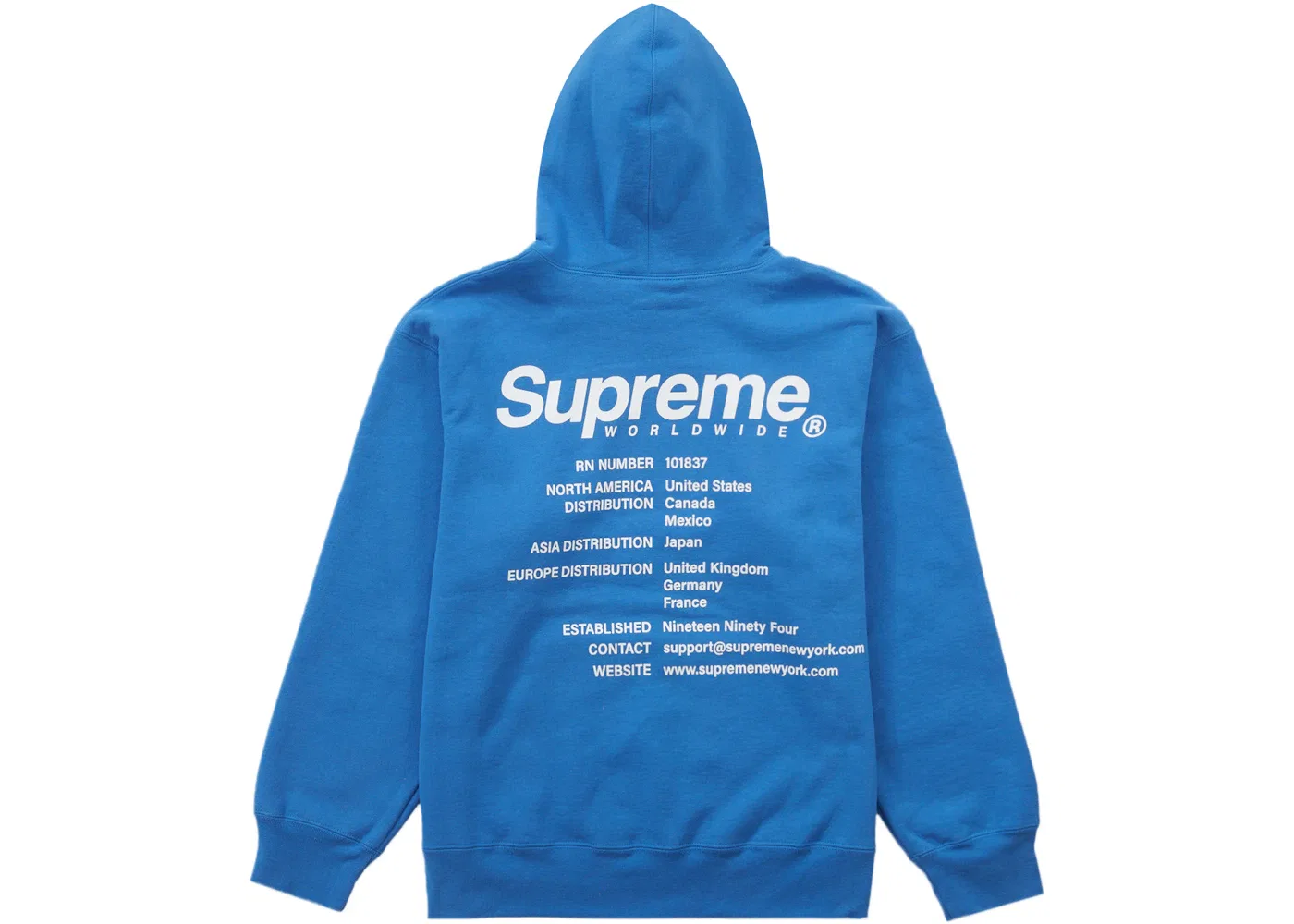 Мужской свитшот с капюшоном Supreme Worldwide, Синий
