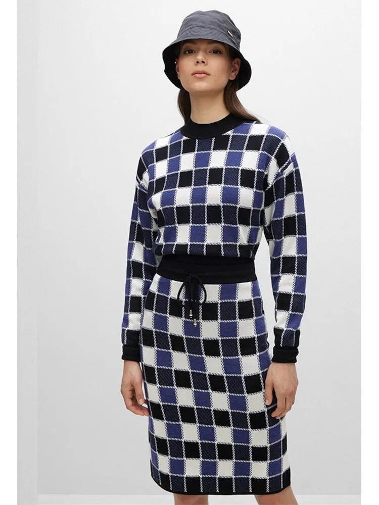 Свитер в клетку Regular Fit BOSS, Navy — фото 3
