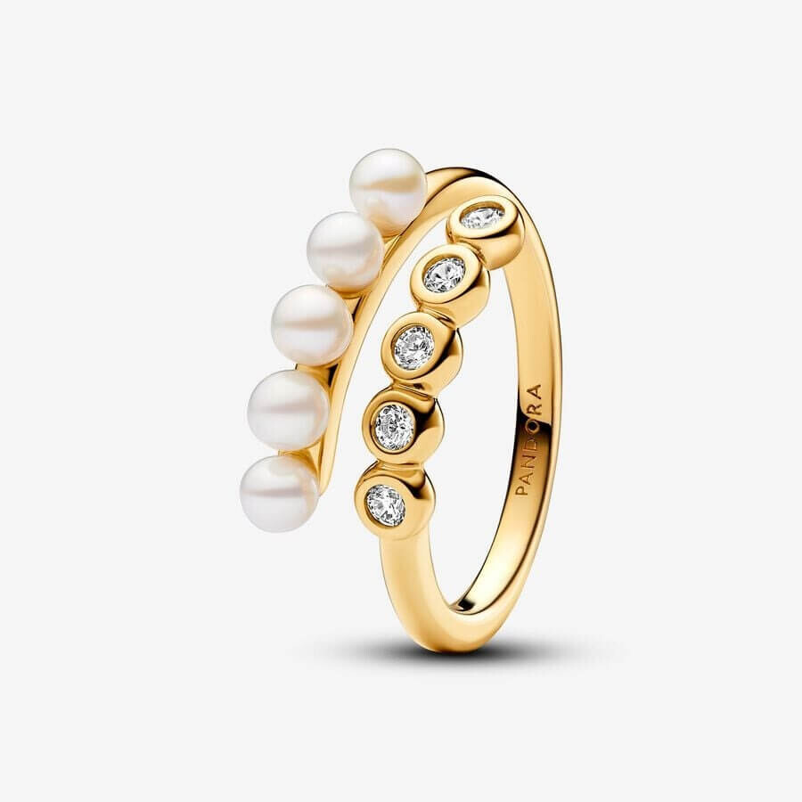 

Кольцо Pandora Timeless Treated Freshwater Cultured Pearls & Stones Open, золото