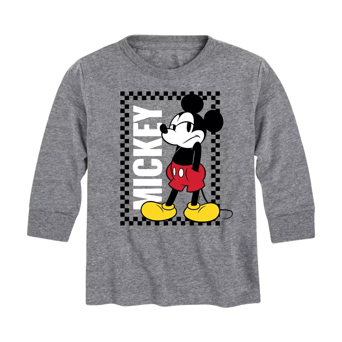 Детский лонгслив с принтом Mickey Checker Frame Disney, Athletic Heather