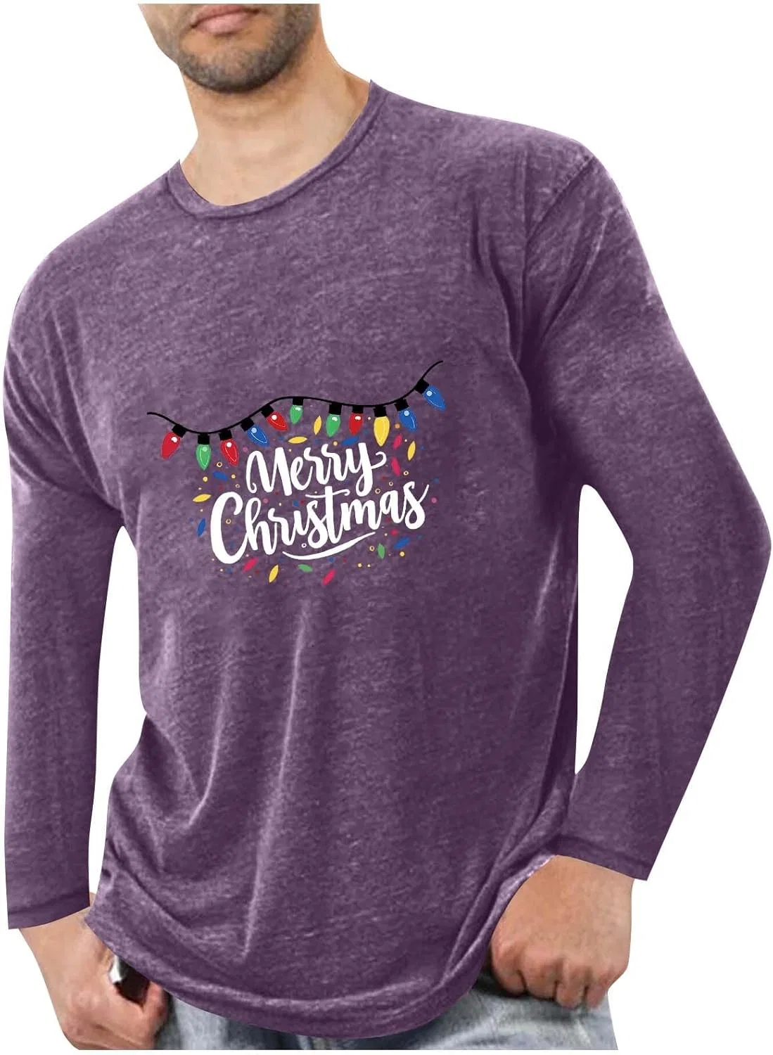 Мужская футболка с рождественским принтом Merry Christmas, Purple