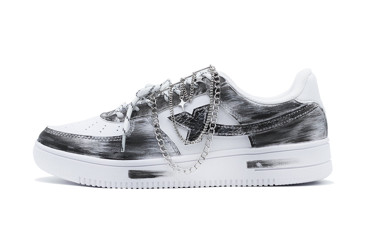 

XTEP Кроссовки Air Force One Cushioning с низким верхом для скейтборда, износостойкие, мужские, черно-белые
