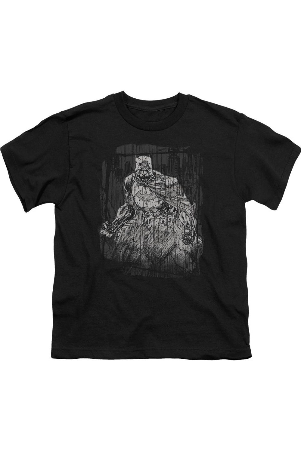 

Футболка с рисунком Batman в карандашном стиле и дождем для детей Gildan, черный