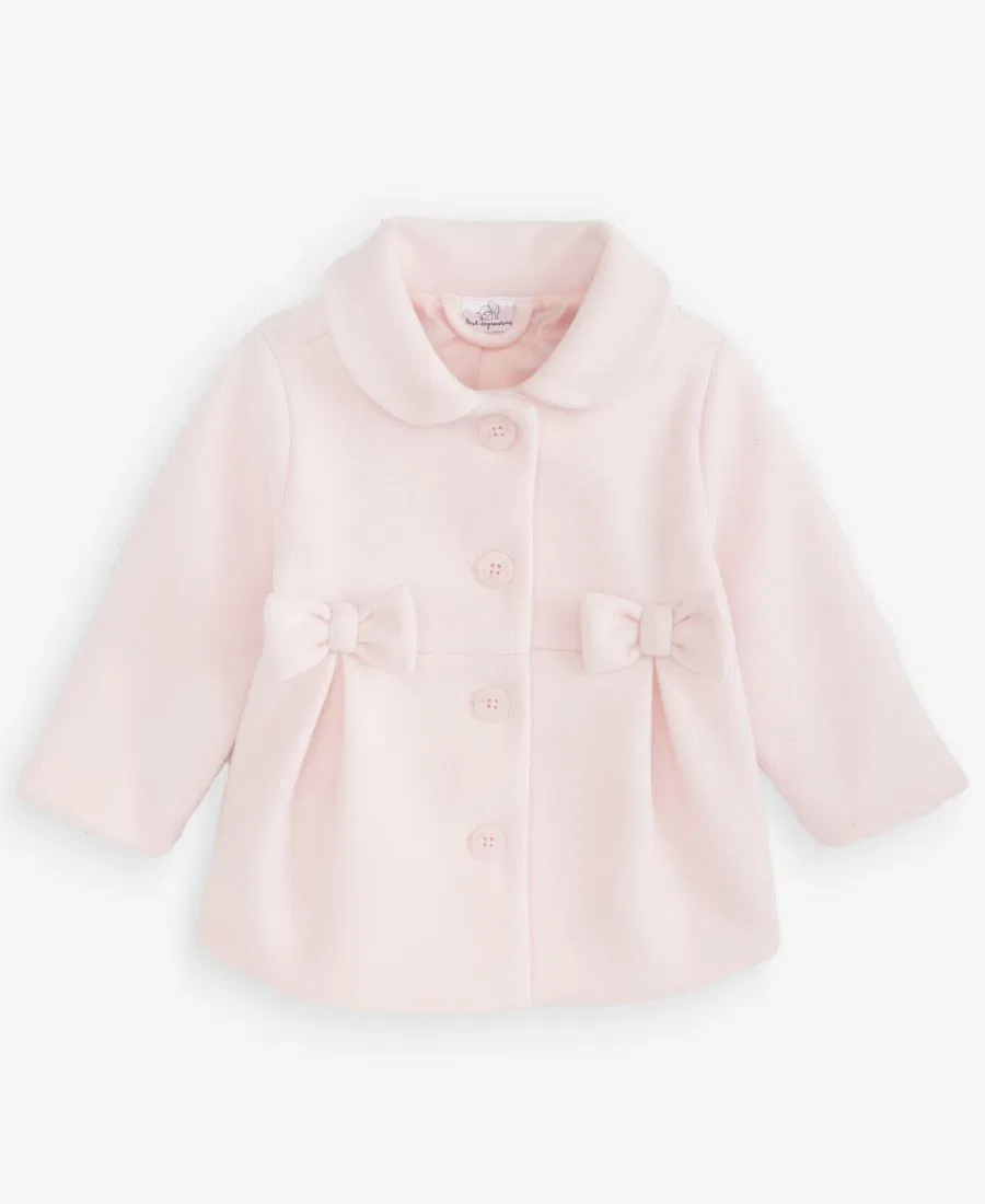 Детское пальто с плиссировкой и бантом, модель Pleated Bow Peacoat First Impressions, Pink Polish