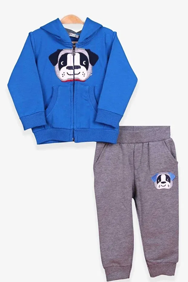 Детский спортивный костюм для мальчиков с принтом Dog Embroidery Breeze, Saks Blue