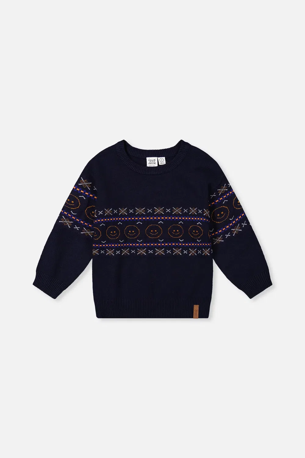 Детский свитер с жаккардовым узором Deux par Deux, Dark Blue