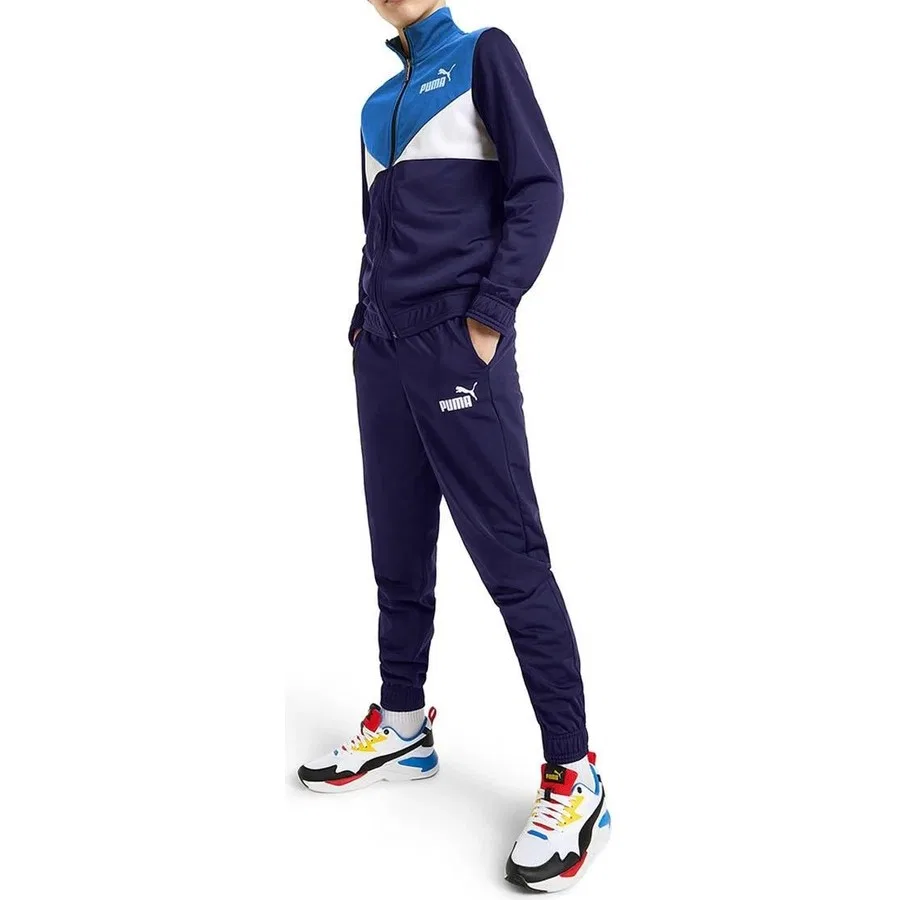 Детский спортивный костюм из полиэстера с цветными вставками Puma, Синий