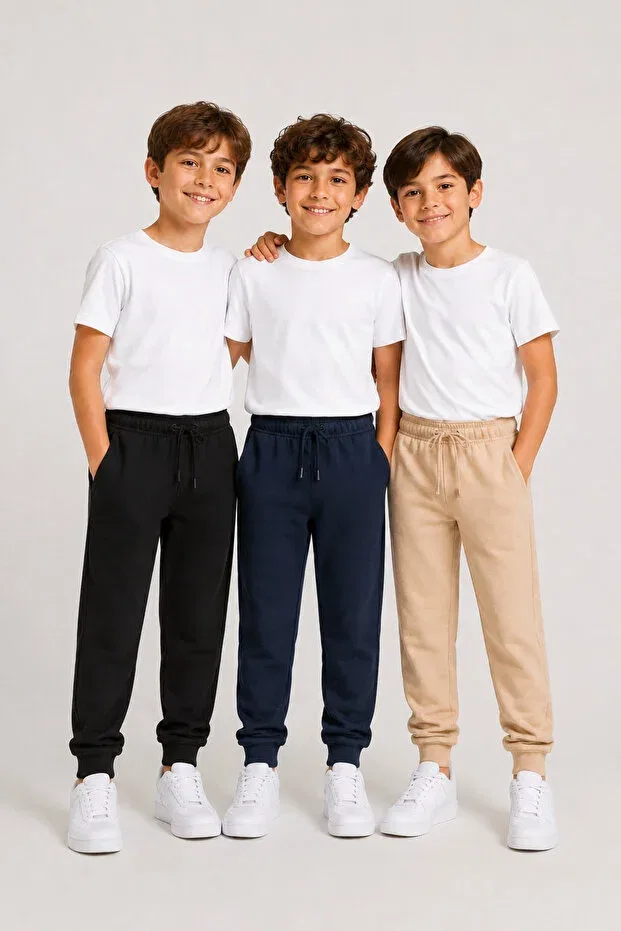 Детские спортивные штаны для девочек с высокой талией комплект 3 шт Basics Lifa Kids, Black And White