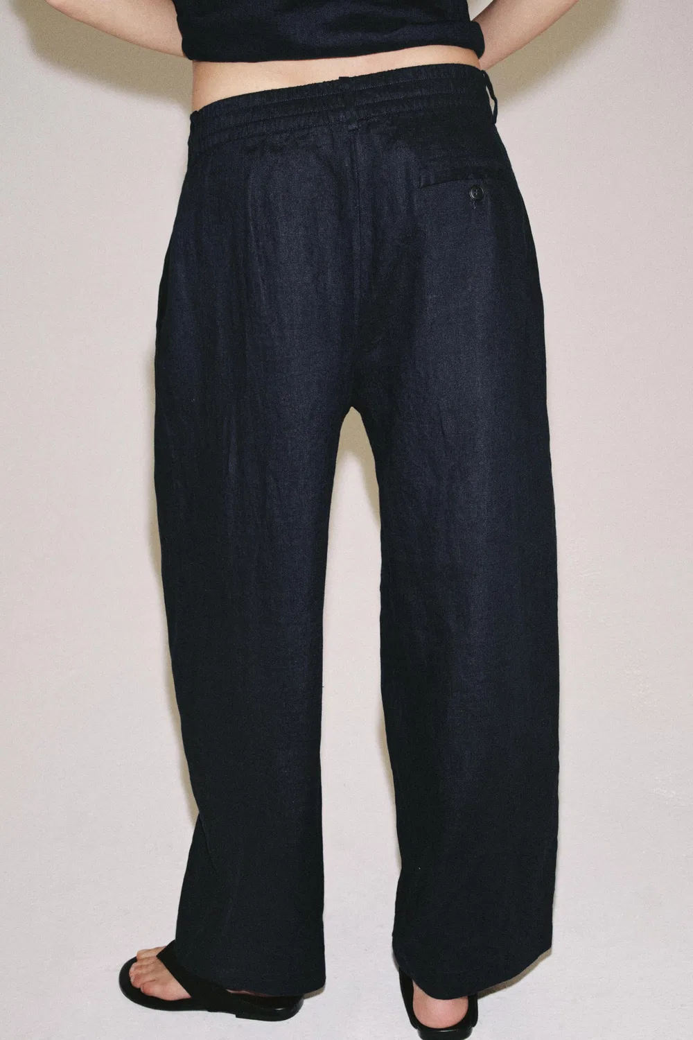 Брюки из коллекции ZW, плиссированные, 100% лен ZARA, Navy Blue — фото 3